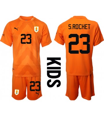 Lacne Dětský Futbalové dres Uruguaj Sergio Rochet #23 Brankarsky  MS 2022 Krátky Rukáv - Preč (+ trenírky)